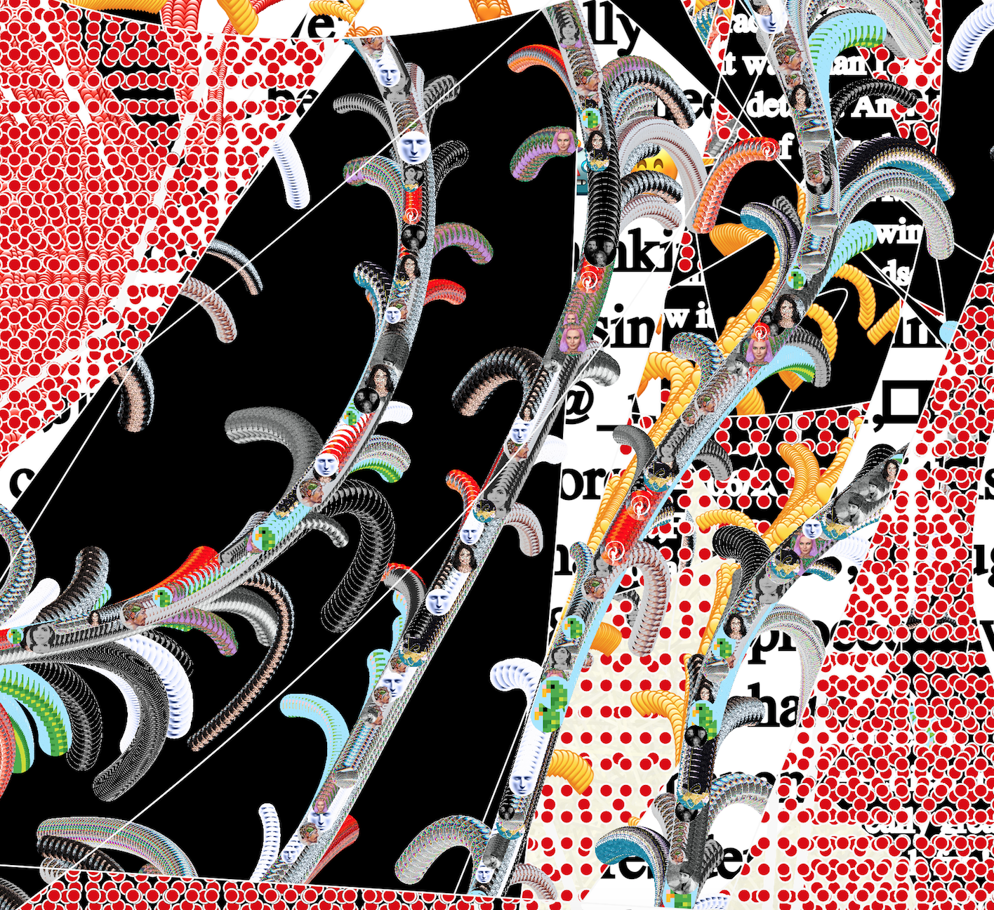 Close-up of the profile picture icons woven into Several People Are Typing